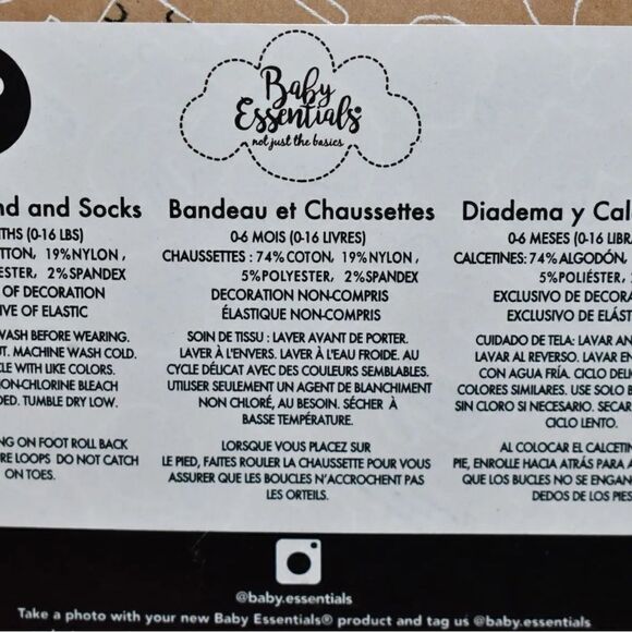 Baby Essentials Christmas Santa Socks and Headband Girl's Size 0-6 Months NWT - Picture 5 of 5